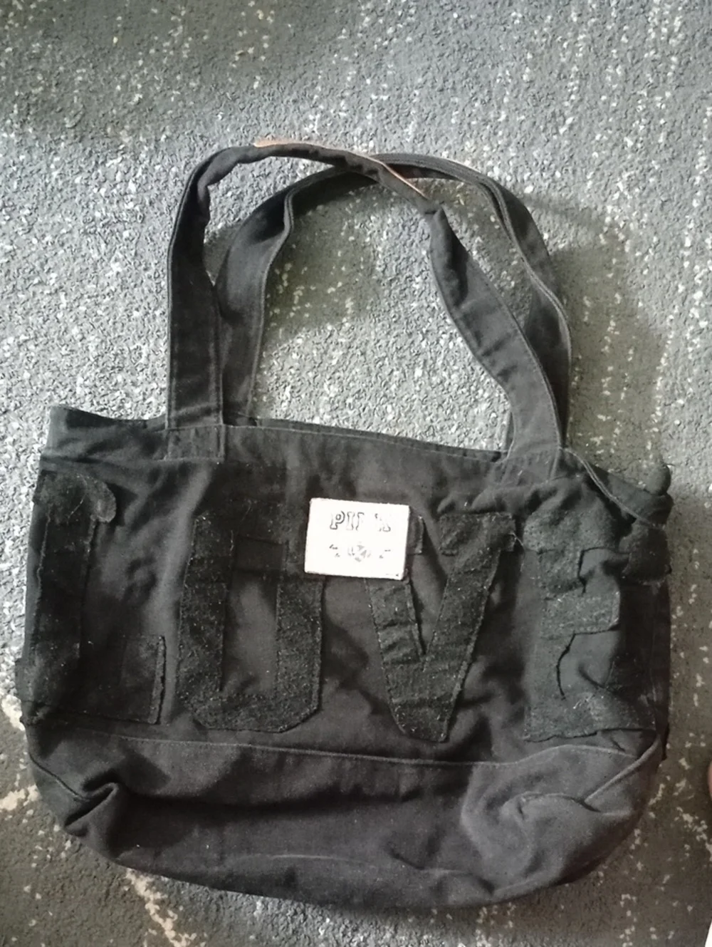 PINK Victoria's Secret Black Canvas 'LOVE' Duffel Tote